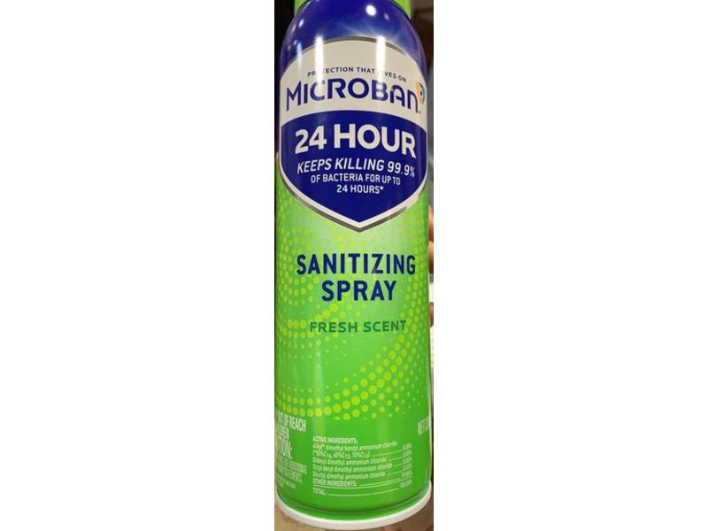 Microban Sanitizing Spray, Fresh Scent, 15 fl oz