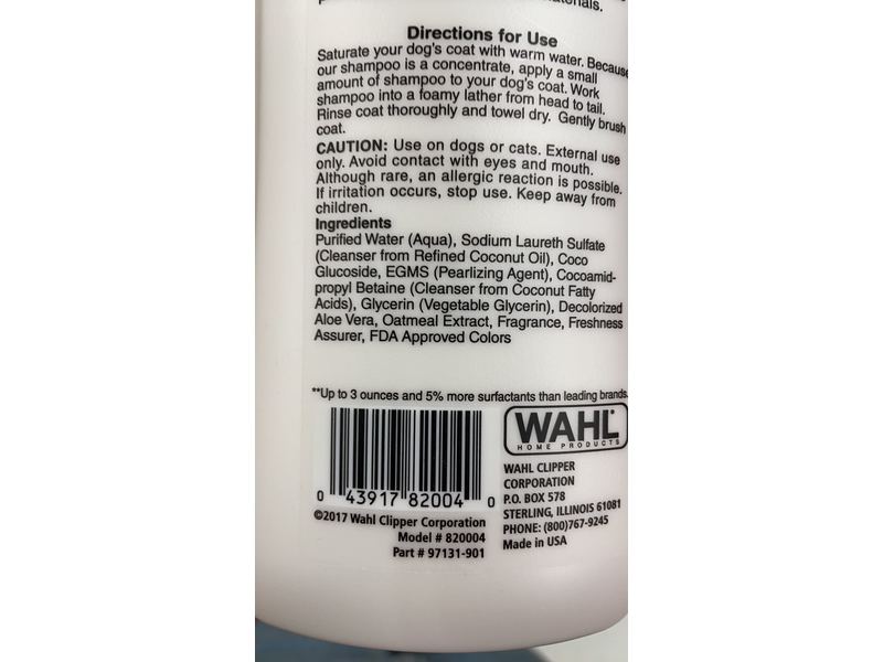 Wahl Oatmeal Shampoo Concentrate, Coconut Lime Verbena, 24 oz