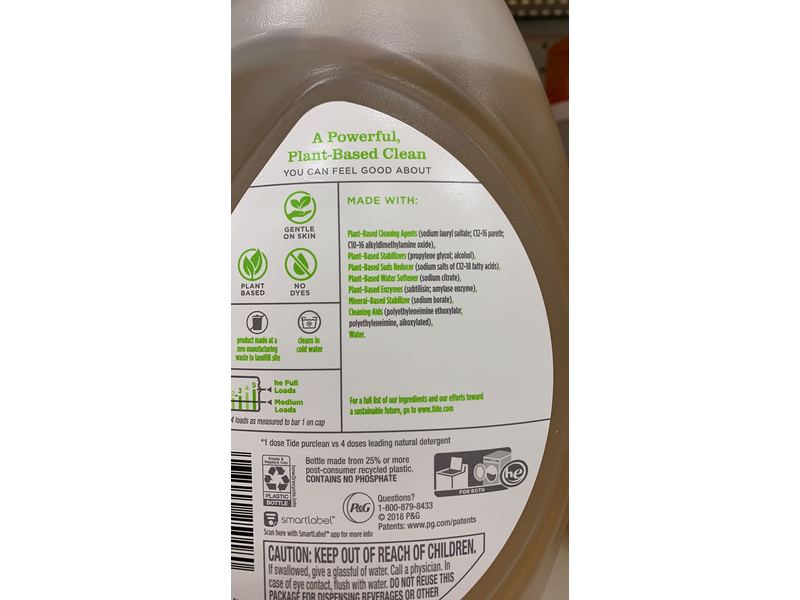 Tide Purclean Laundry Detergent,100 fl oz 2.95 L