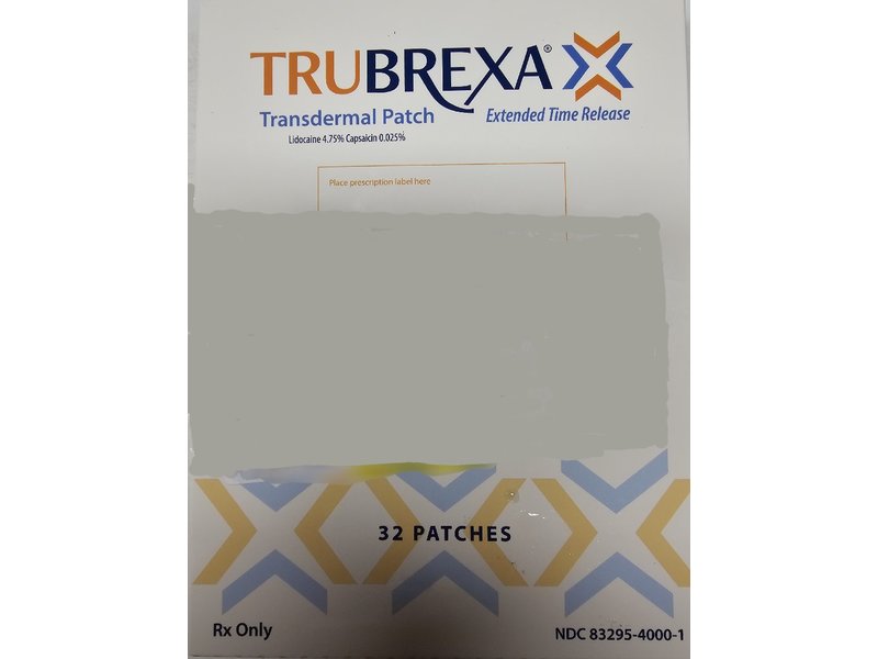 Trubrexa Transdermal Patch, Lidocaine 4.75%, Capsaicin 0.025%, 32 Count, Strand Health Group (Rx)