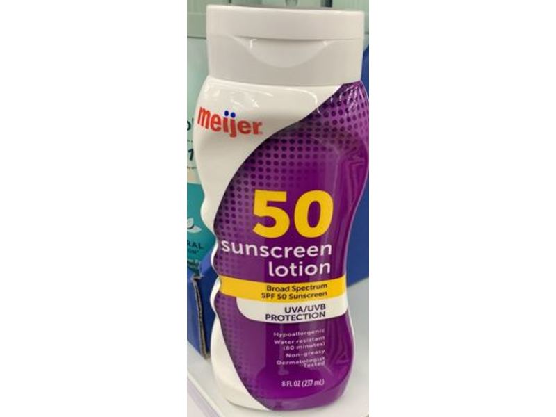 Meijer Sunscreen Lotion, Hypoallergenic, SPF 50, 8 fl oz/257 mL