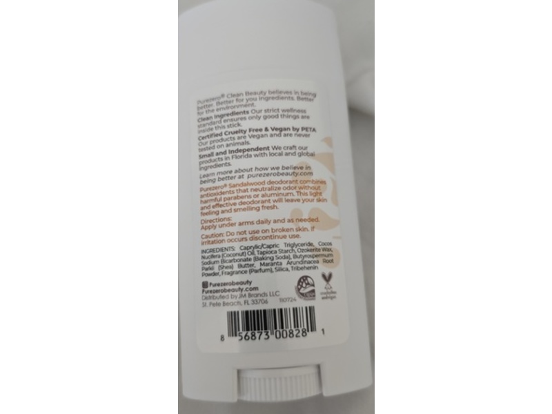 Purezero Deodorant, Sandalwood, 2.65 oz/75 g