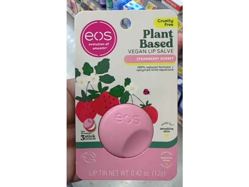 Eos Salve Lip Balm, Strawberry Sorbet, 0.42 oz/12 g, 3 Count