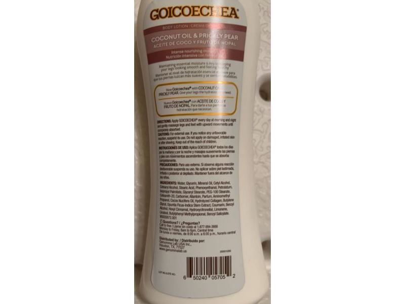 Goicoechea Intense Nourishment Body Lotion, Coconut Oil & Prickly Pear, 13.5 fl oz/400 mL