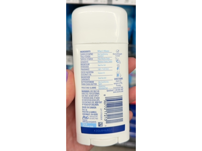 Secret Whole Body Sensitive Deodorant, Light + Fresh Scent, 2.4 oz/68 g