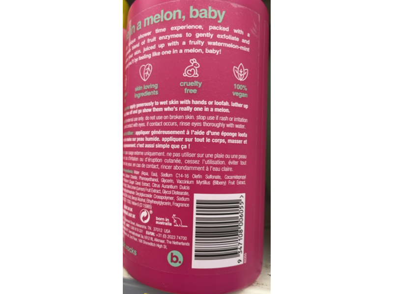 b.fresh You're One In A Melon Body Wash, Watermelon Mint, 16 fl oz/473 mL