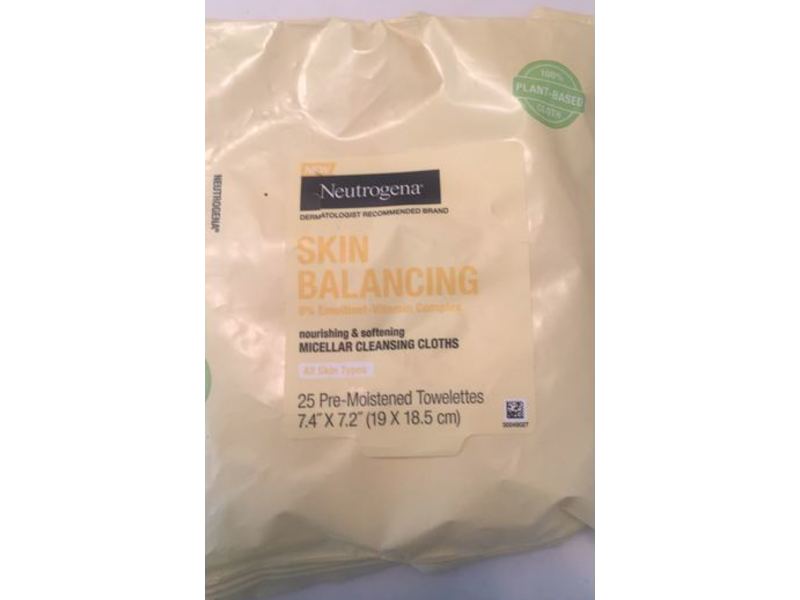Neutrogena Skin Balancing Micellar Cleansing Cloths, 25 Count