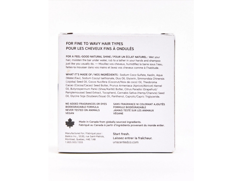 The Unscented Company Clarifying Shampoo Bar, Apricot And Jojoba Seed Oil, 2.3 oz/65 g