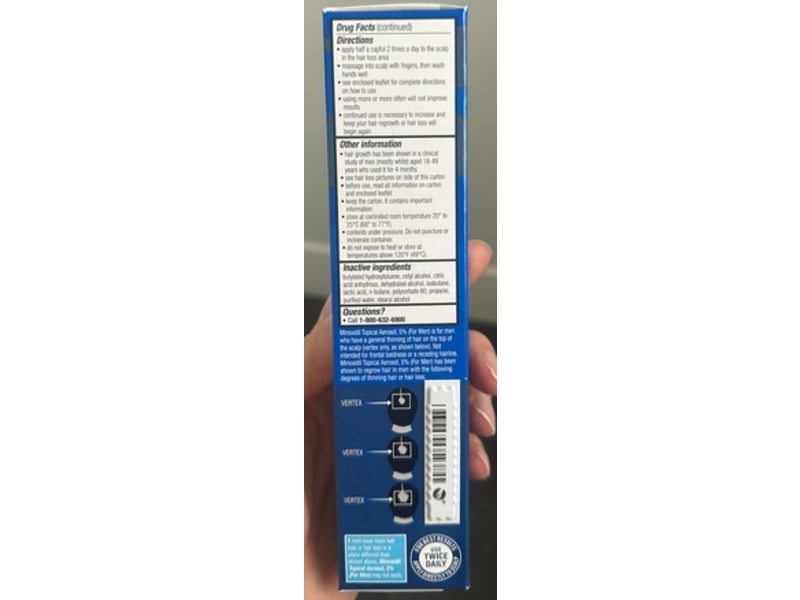 Kroger Minoxidil Topical Aerosol Hair Regrowth Treatment, 2.11 oz/60 g