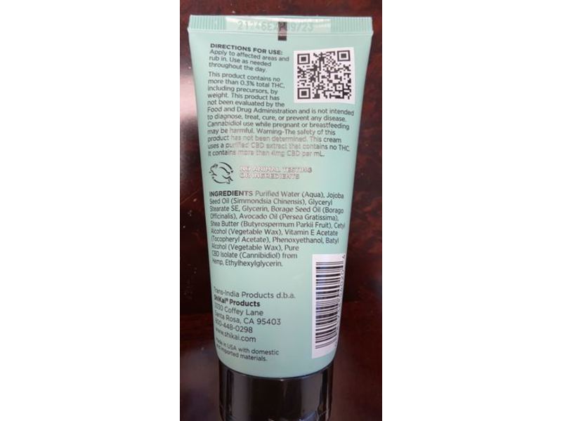 Shikai CBD Cream, Borage Oil, 3 oz/85 g