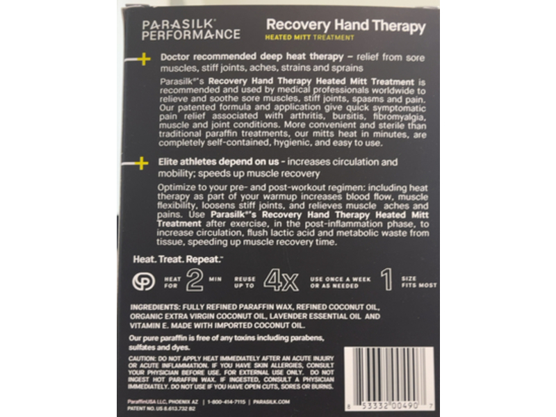 Parasilk Performance Recovery Hand Therapy Heated Mitt Treatment, 5.9 oz/168 g