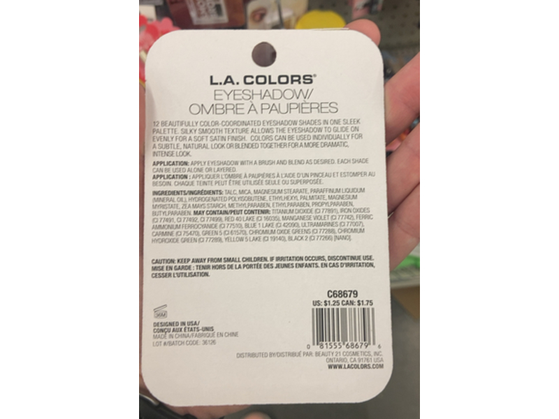 L.A. Colors 12 Color Eyeshadow Palette, Chic, 0.42 oz/12 g