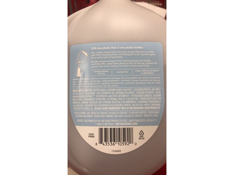 Method Foaming Hand Wash, Sweet Water, Refill 3X, 28 fl oz/828 mL