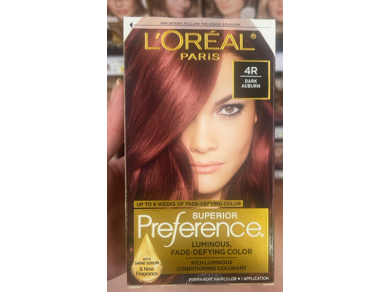 L'oreal Paris Superior Preference Fade-Defying + Shine Permanent Hair Color, 4R Dark Auburn