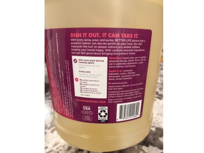Better Life Dish Soap Refill, Current & Citrus, 128 fl oz/3.78 L
