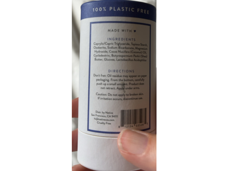 Native Deodorant Unscented Deodorant Stick, 2.65 oz/75 g