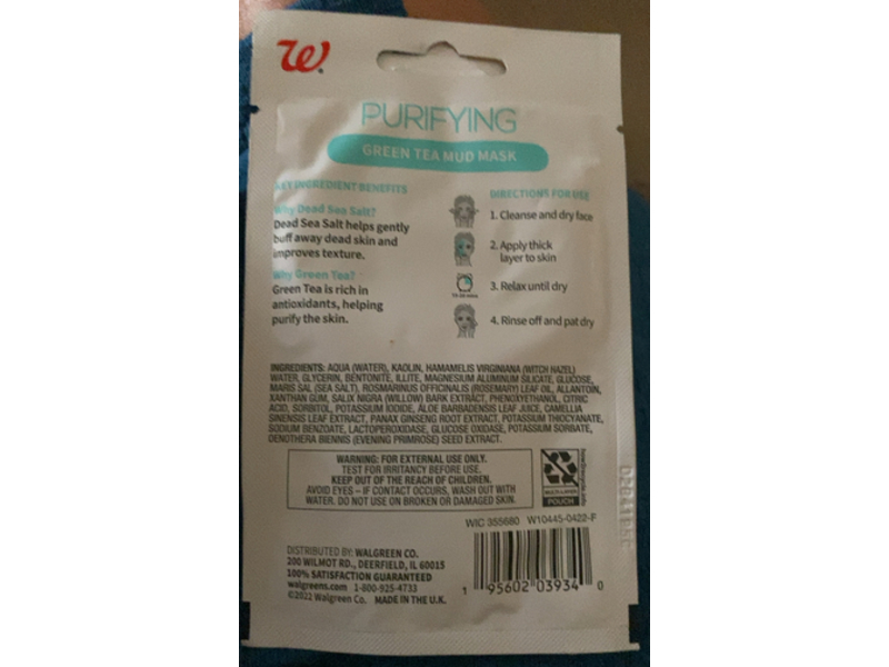 Walgreens Purifying Green Tea Mud Mask, 0.5 fl oz/14.7 mL