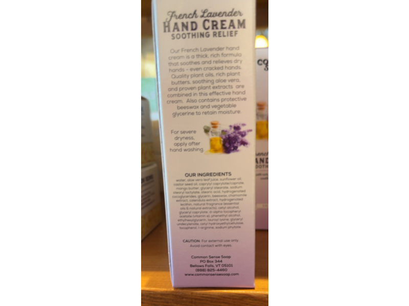 Common Sense Soothing Relief Hand Cream, French Lavender, Rich Plant Butter & Soothing Aloe Vera, 3 fl oz/236 mL