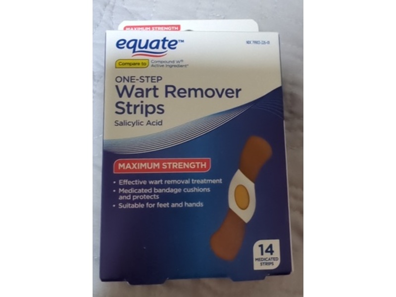 Equate Maximum Strength One-Step Wart Remover Strips, Salicylic Acid, 14 Count