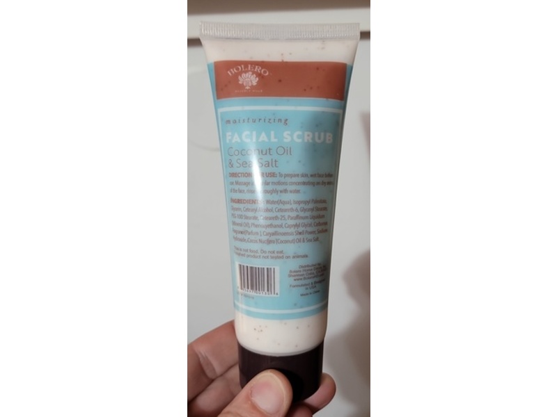 Bolero Moisturizing Facial Scrub, Coconut Oil & Sea Salt, 3.5 fl oz/100 mL
