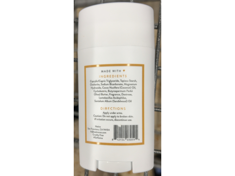 Native Deodorant, Vanilla & Sandalwood, 2.65 fl oz/75 g