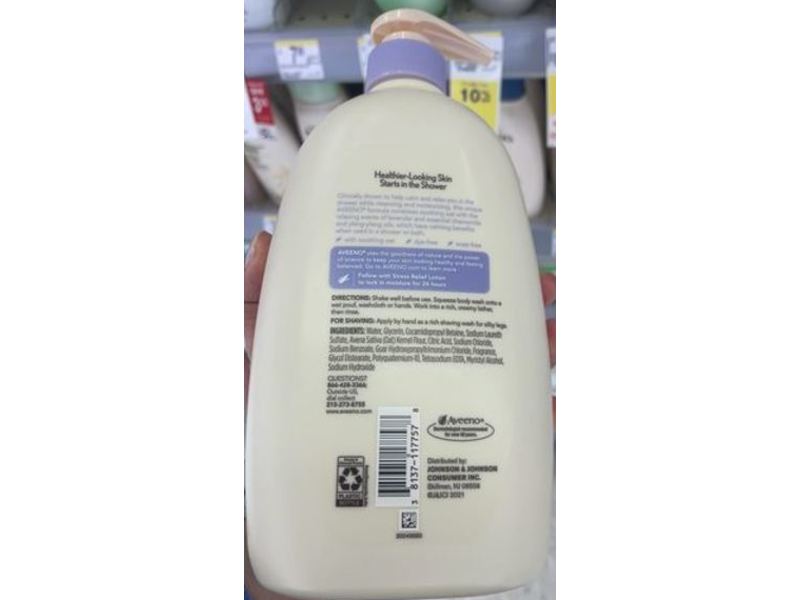 Aveeno Stress Relief Body Wash, Lavender & Chamomile, 33 fl oz/975 mL