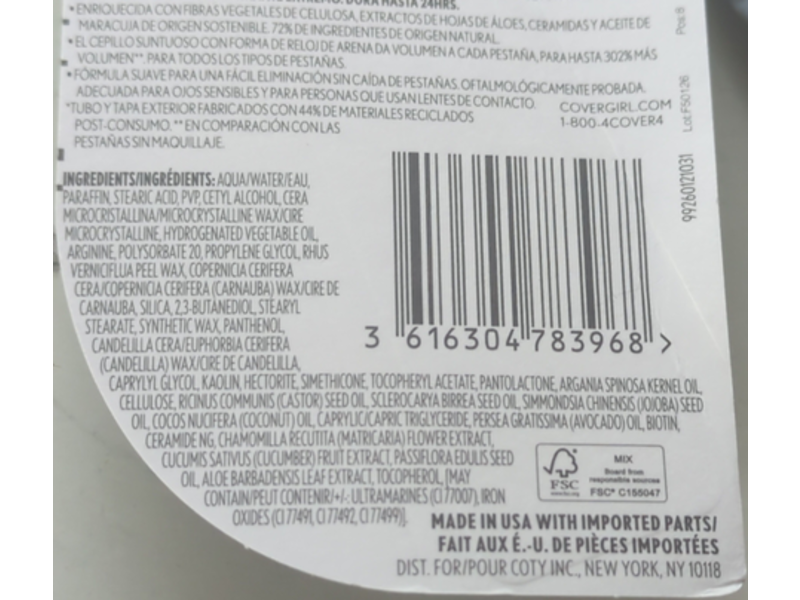 Covergirl Lash Blast Cleantopia Mascara, 820 Ultramarine Black, 0.32 fl oz/9.5 mL