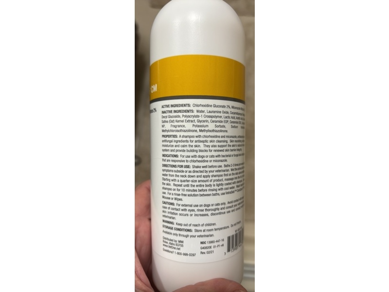 Vet One VetraSeb Cera Derm Antiseptic Shampoo, Cucumber Melon, 16 fl oz/473 mL