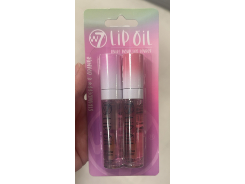 W7 Lip Oil, Strawberry & Orange, 0.2 fl oz/6 mL, Pack Of 2