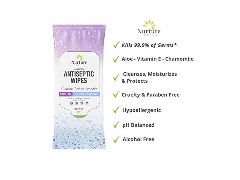 Nurture Valley Antibacterial Hand & Body Sanitizing Bathing Wipes, 10 pack