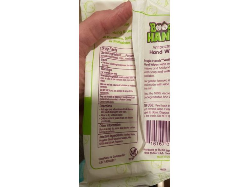 Boogie Antibacterial Hand Wipes, 20 Counts, Pack Of 6