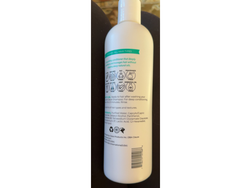 Cleure Conditioner, Fragrance Free, 12 fl oz/355.88 mL