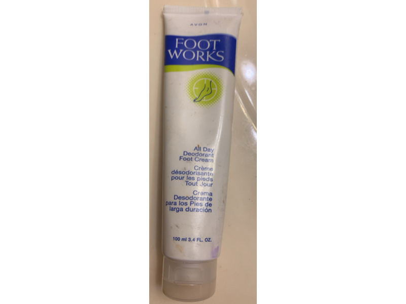 Avon Foot Works All Day Deodorant Foot Cream, 3.4 fl oz/100 mL