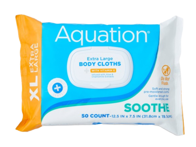 Aquation Extra Large Body Cloths, Aloe & Chamomile Extracts, 50 Count, Pack Of 6