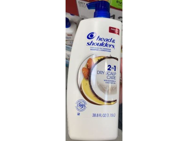 Head & Shoulders 2 In 1 Dry Scalp Dandruff Shampoo + Conditioner, Almond & Coconut Oil, 38.8 fl oz/1.15 L