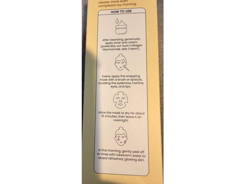 QUIA Korean Beauty Overnight Wrapping Mask, Kojic Acid Turmeric, 2.53 fl oz/75 mL