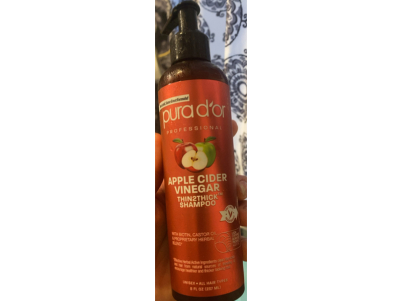 Pura D'or Thin2Thick Shampoo, Apple Cider Vinegar, 8 fl oz/237 mL