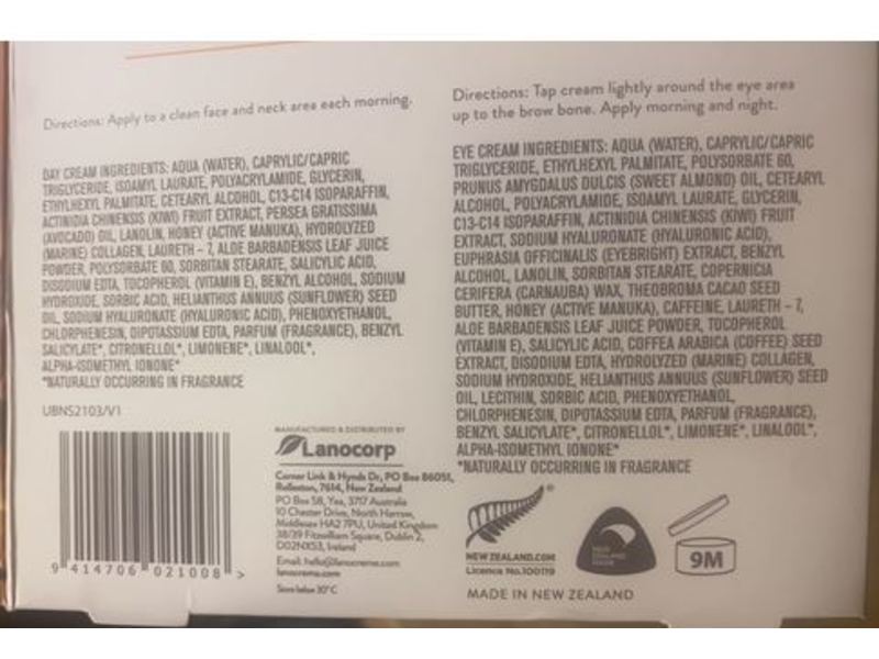 Lanocreame New Zealand Active Manuka Honey Day & Eye Cream Set