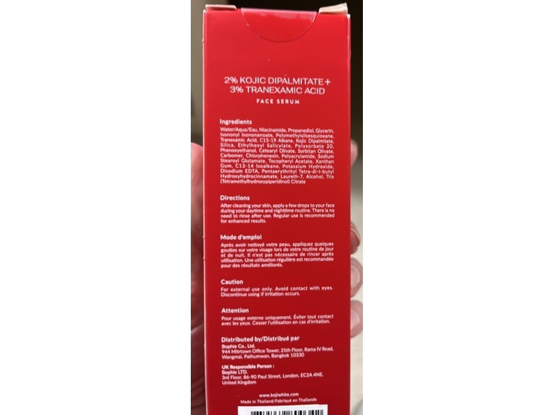 Koji White Face Serum, 2% Kojic Dipalmitate + 3% Tranexamic Acid, 1.01 fl oz/30 mL