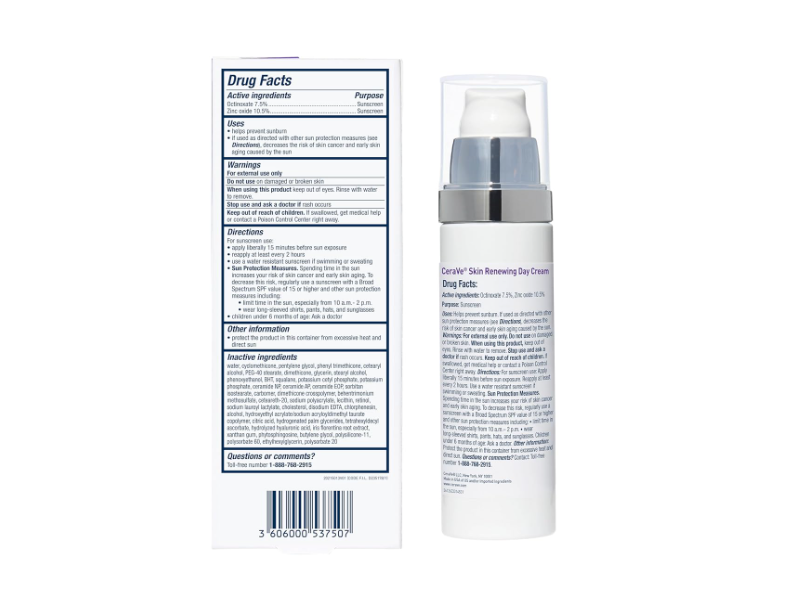 CeraVe Skin Renewing Day Cream With Sunscreen, SPF 30, 1.76 oz/50 g
