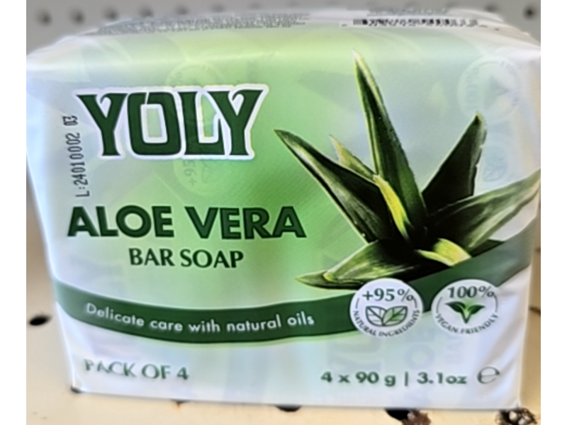 Yoly Bar Soap, Aloe Vera, 3.1 oz/90 g, Pack Of 4