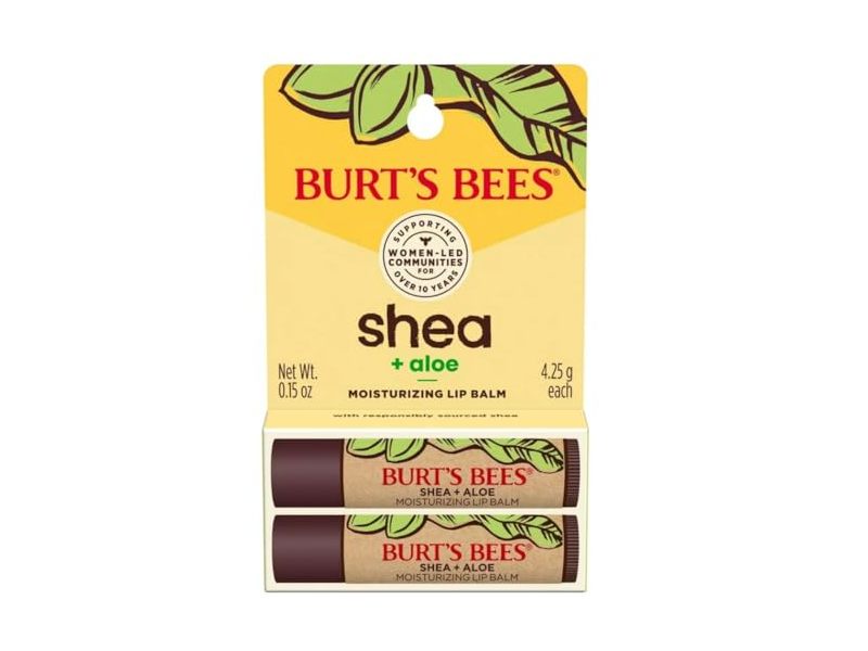 Burt's Bees Moisturizing Lip Balm, Shea + Aloe, 0.15 oz/4.25 g, Pack Of 2