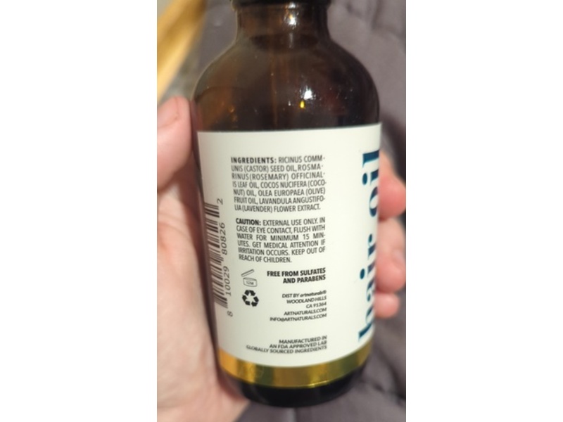 ArtNaturals Organic Hair Growth Oil Rosemary & Castor Oil, 4 fl oz/118 mL