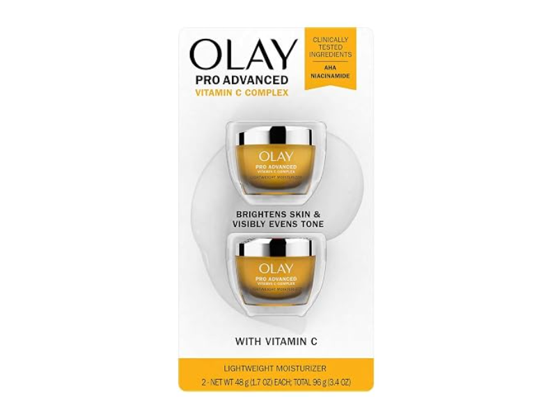 Olay Pro Advanced Lightweight Moisturizer Cream, Vitamin C, 1.7 fl oz/48 g, Pack Of 2