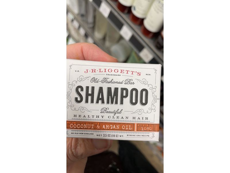 J.R. Liggett's Old-Fashioned Shampoo Bar, Coconut & Argan Oil, 3.5 oz/99 g