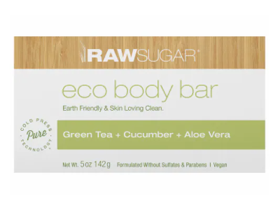 Raw Sugar Eco Body Bar, Green Tea + Cucumber + Aloe Vera, 5 oz/142 g