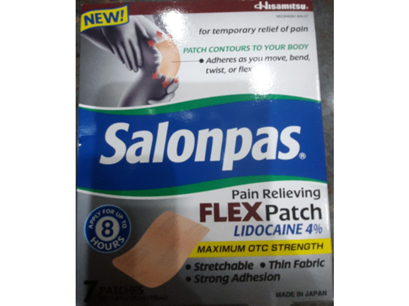 Salonpas Lidocaine Pain Relieving Flex Patch, 7 Patches