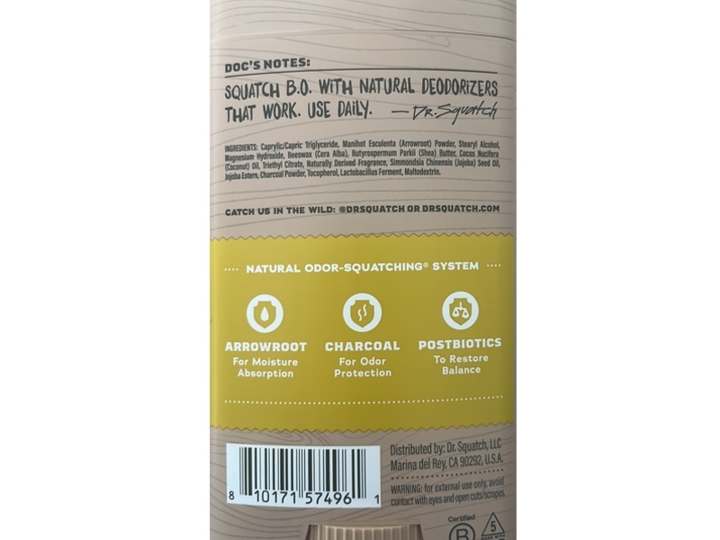 Dr Squatch Odor Squatching Deodorant, Mountain Meadow, 2.65 fl oz/75 g