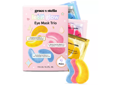 Grace & Stella Let It Glow Eye Mask Trio, Energizing, Moisturizing & Illuminating, 0.2 fl oz/6 g, 9 Pairs