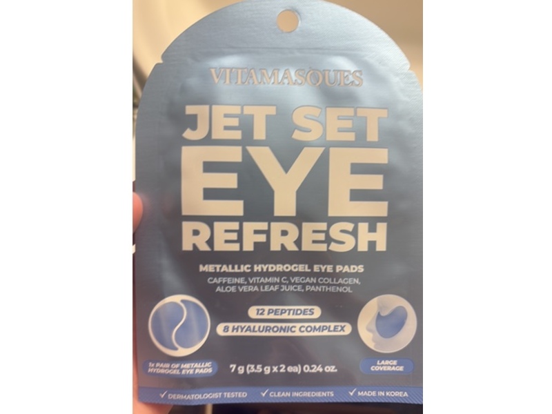 Vitamasques Jet Set Eye Refresh Metallic Hydrogel Eye Pads, 0.24 oz/3.5 g